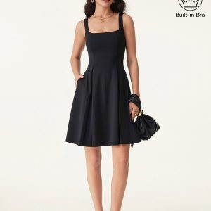Square Neck Fit-and-flare Mini Bra Dress