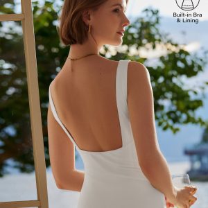 Classy Boatneck Open Back Bandless Midi Bra Dress