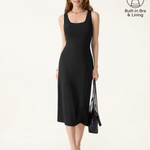 Back Smoothing Bandless Square Neck Midi Bra Dress