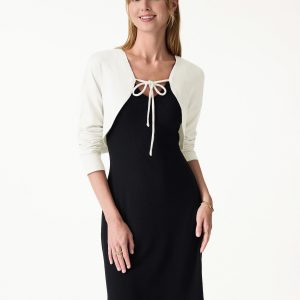 Textured Summer Cropped Cardigan with Tie