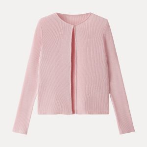Textured Knit Relaxed Long Sleeve Cardigan