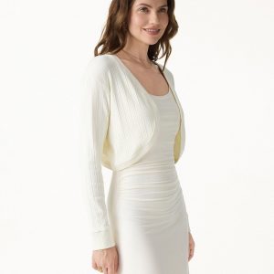 Stretch Cotton Cropped Textured Cardigan