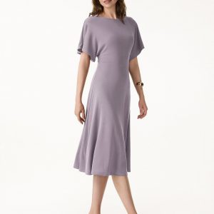 Cooling Flowy Mid-Length Sleeve Summer Midi Dress