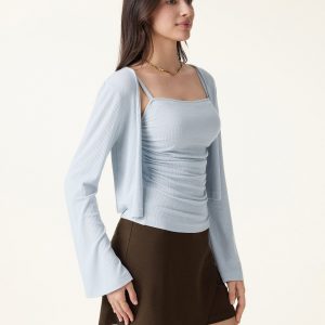 Soft Bell Sleeve Cropped Cardigan