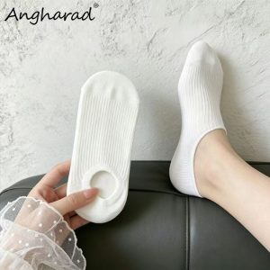 No Show Invisible Liner Socks for Women, Non Slip Silicone Grip Ribbed Cotton Hidden Socks for Loafers Flats
