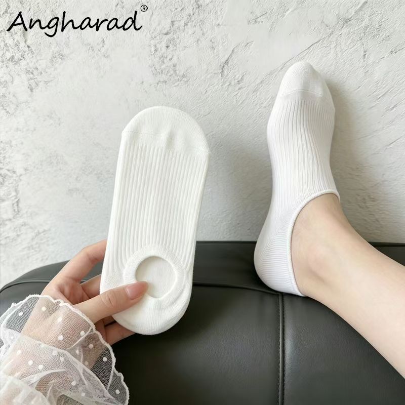 No Show Invisible Liner Socks for Women, Non Slip Silicone Grip Ribbed Cotton Hidden Socks for Loafers Flats